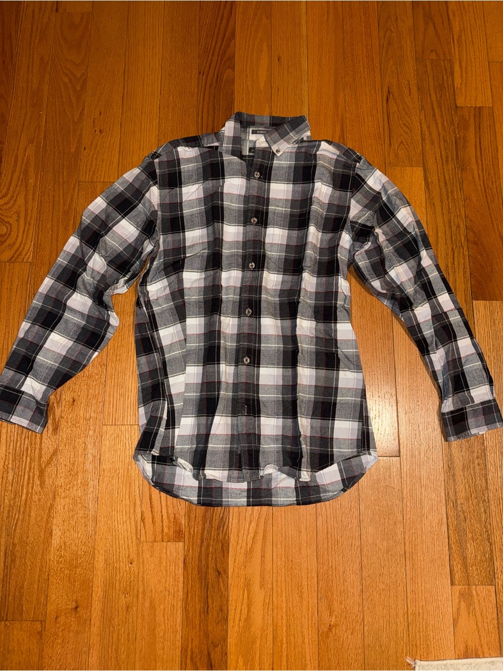 Eddie Bauer Black & White Plaid Button-Down Shirt
